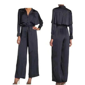 Current Air Women's Navy Capelet Wide Leg Jumpsuit Size Small
